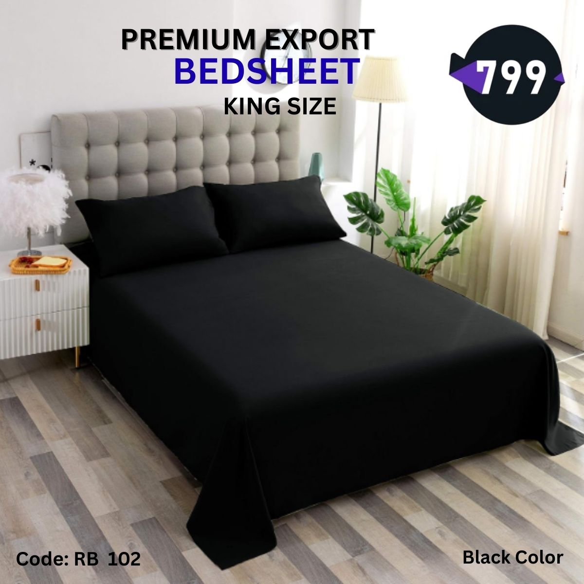 2 Black Bedsheet Set ( King Size) - Image 1